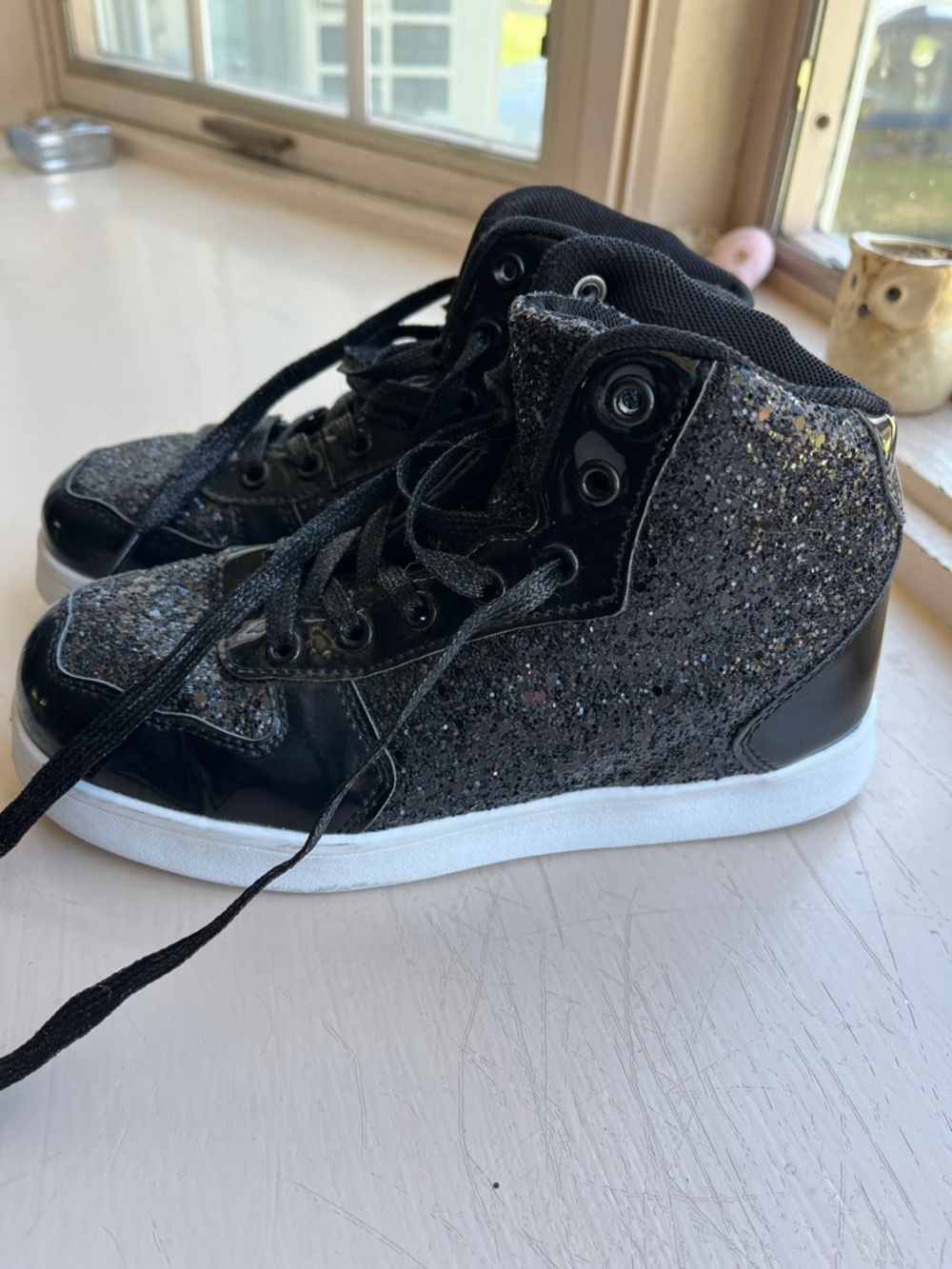 Kids Glitter High-Top Sneakers - Black